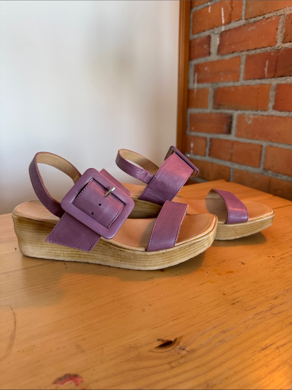 Bueno Purple Women's Buckle Platform Sandals